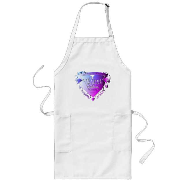 9th Wedding Anniversary Lapis Heart Emblem Long Apron (Front)