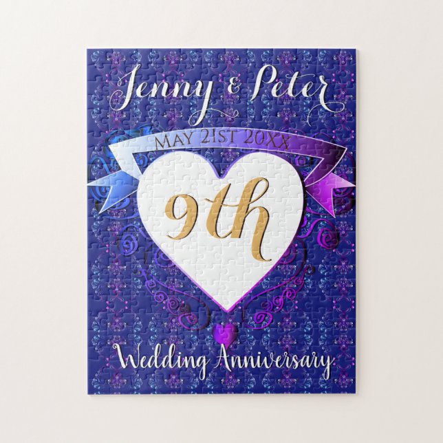 9th Wedding Anniversary Lapis Lazuli Blue Jigsaw Puzzle (Vertical)