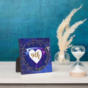 9th Wedding Anniversary Lapis Lazuli Color Plaque