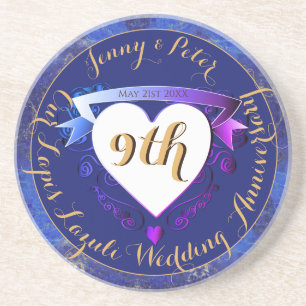 9th Wedding Anniversary Lapis Lazuli Colour Coaster