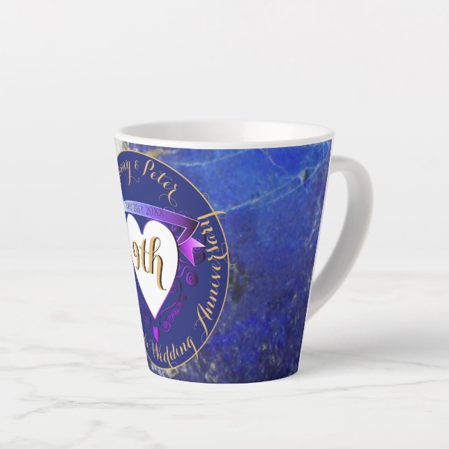 9th Wedding Anniversary Lapis Lazuli Colour  Latte Mug (Right Angle)