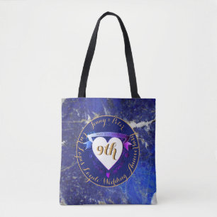 9th Wedding Anniversary Lapis Lazuli Colour Tote Bag