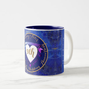 9th Wedding Anniversary Lapis Lazuli Colour Two-Tone Coffee Mug