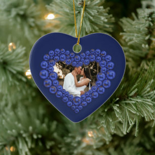 9th Wedding Anniversary Lapis lazuli heart photo Ceramic Tree Decoration