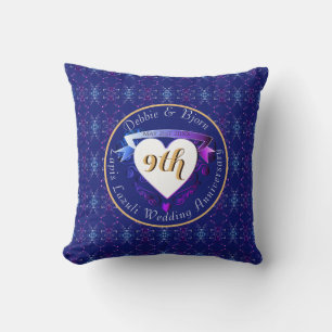 9th Wedding Anniversary Lapis Lazuli Hearts Cushion