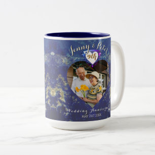 9th Wedding Anniversary Photo Lapis Heart Mug