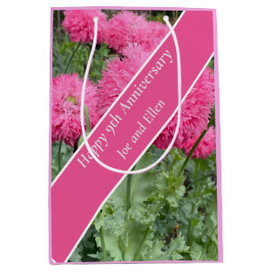 9th Wedding Anniversary, Poppy Medium Gift Bag