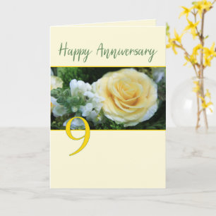 9th Wedding Anniversary Yellow Rose Card