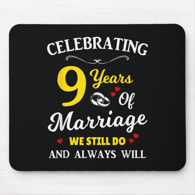 9th Year Wedding Anniversary  Mouse Mat (Front)