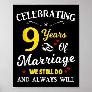 9th Year Wedding Anniversary Poster