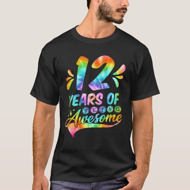 9Th Years Birthday Tie-Dye Funny Awesome 9 Years O T-Shirt (Front)