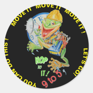 9to5 Motivator Frog Sticker 
