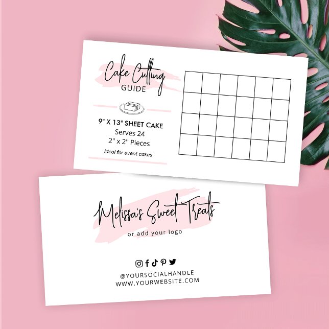 9x13" Sheet Cake Cutting Guide 2x2 Party Portions Enclosure Card (Sheet cake cutting guide for 9x13 inch event cakes)