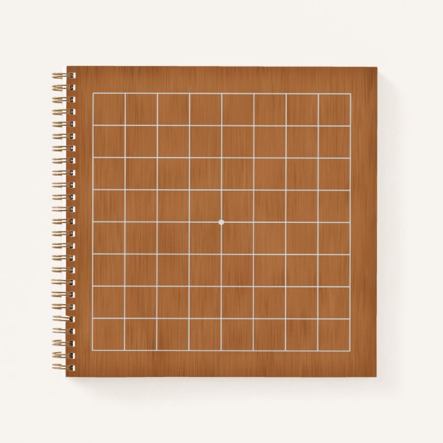 9x9 Goban with White Lines Customisable (brown) Notebook (Front)