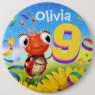 9yrs Custom birthday badge Little Ladybug range