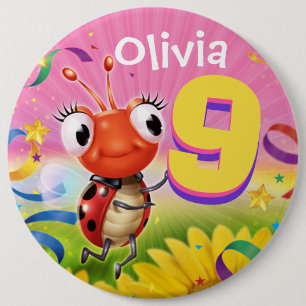 9yrs Custom birthday badge Little Ladybug range