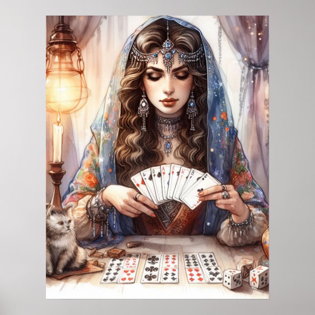 *~*  A100 9 Psychic Boho Gypsy Woman Poster (Front)