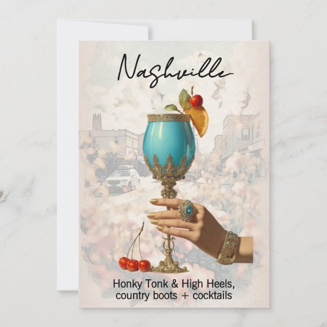 *~* A101 Cocktail PHOTO Nashville 10 BACHELORETTE Invitation (Front)