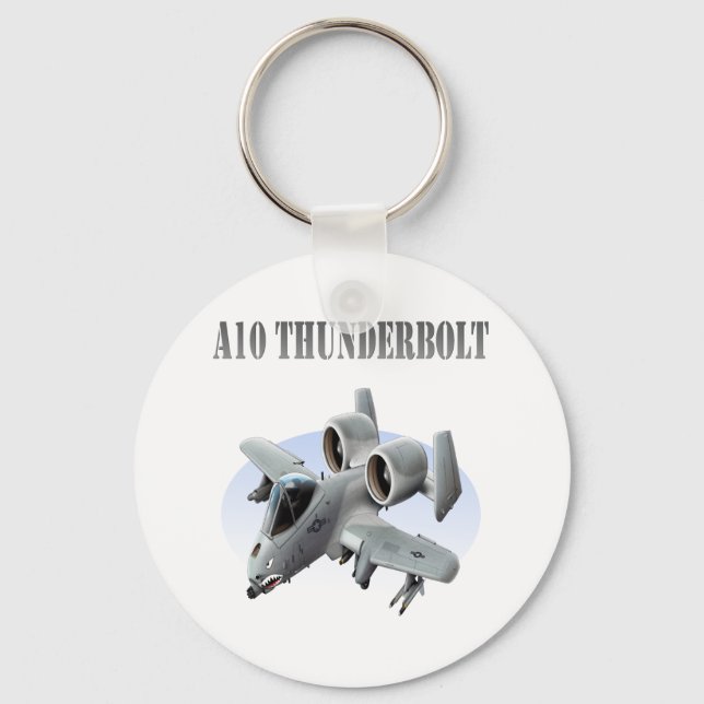 A10 Thunderbolt Silver Plane Key Ring (Front)