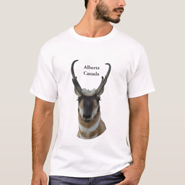 A19 Pronghorn Antelope Dark Face Buck Head Shot T-Shirt (Front)