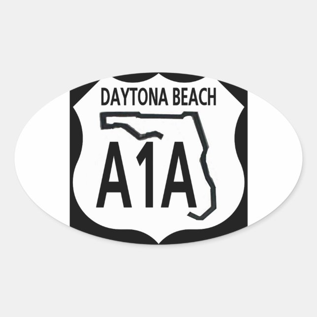 A1A Daytona Beach Oval Sticker (Front)