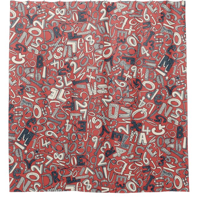 A1B2C3 coral red Shower Curtain (Front)
