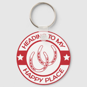 A258 happy place horseshoes red key ring