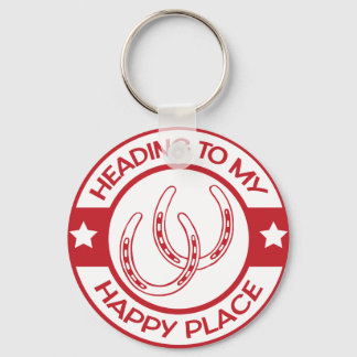 A258 happy place horseshoes red key ring