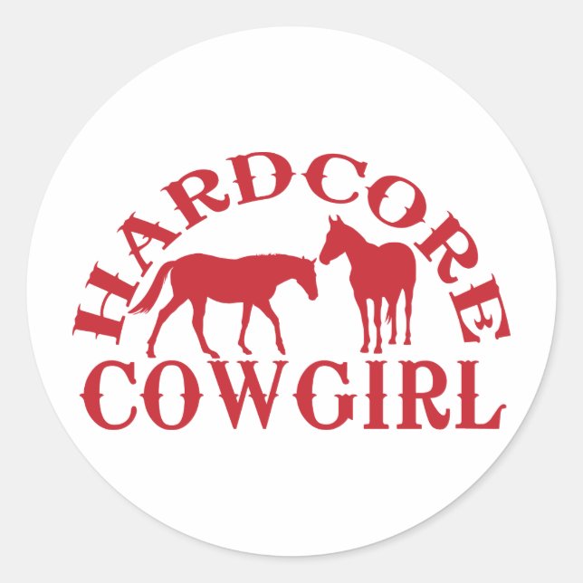 A262 hardcore cowgirl red classic round sticker (Front)