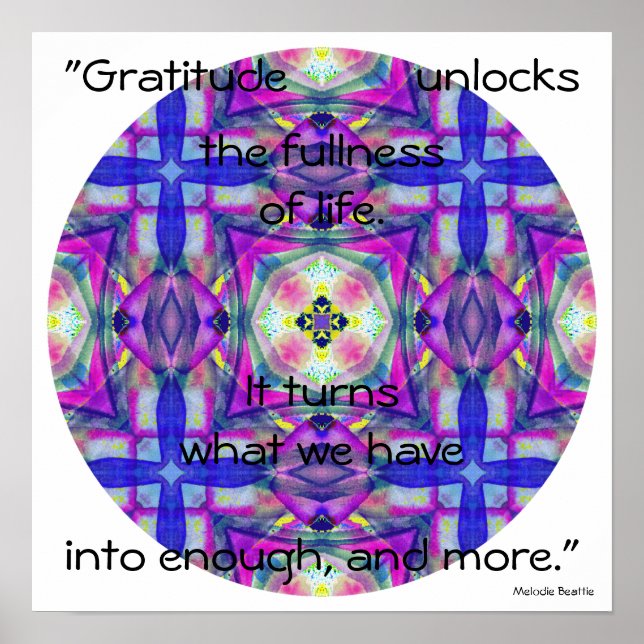 A27 Watercolor Kaleidoscopic Mandala.5 with Quote Poster (Front)