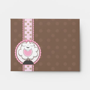 A2 Baby Sheep Pink & Brown Baby Shower Envelopes