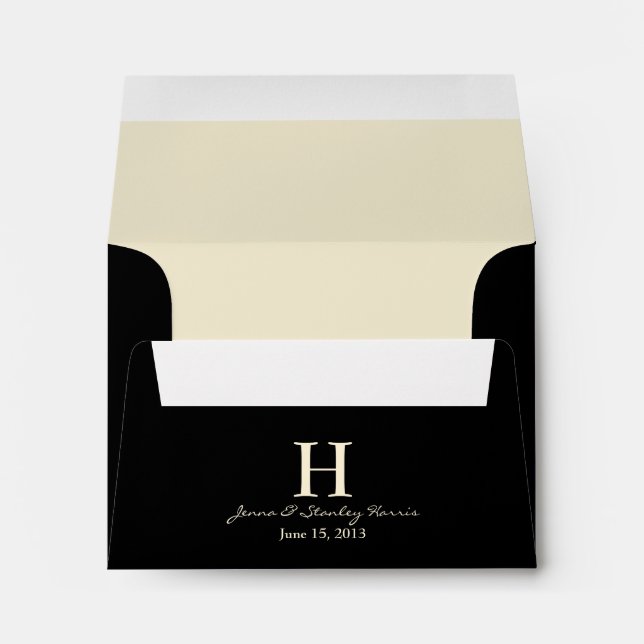 A2 Black & Cream Monogram Wedding Envelopes (Back (Bottom))