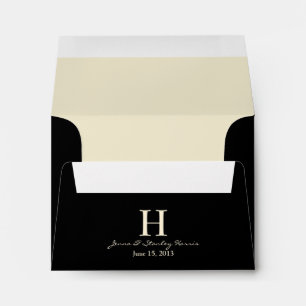 A2 Black & Cream Monogram Wedding Envelopes