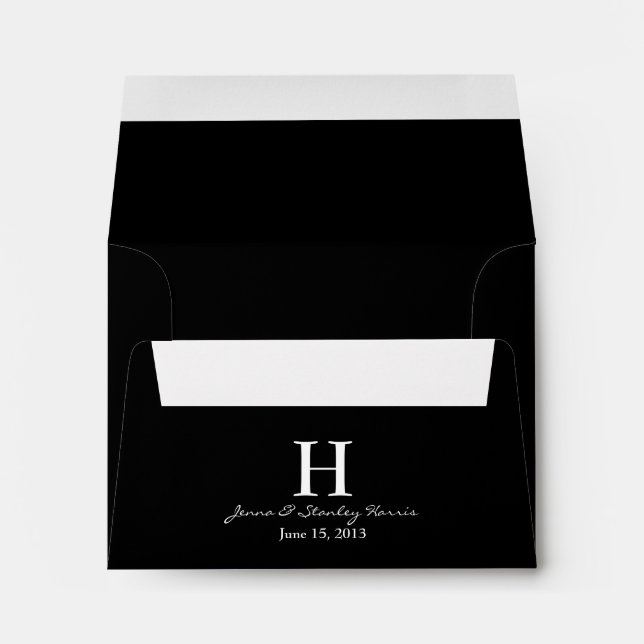 A2 Black & White Monogram Wedding Envelopes (Back (Bottom))