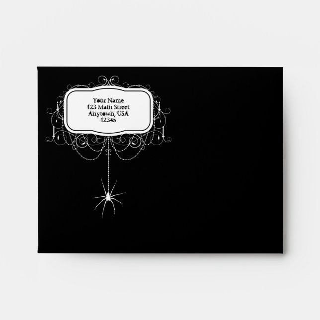A2 Black & White Spider Halloween Party Envelopes (Front)