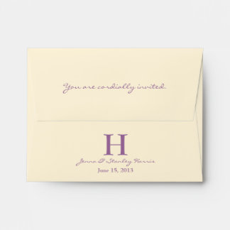 A2 Cream & Purple Monogram Wedding Envelopes