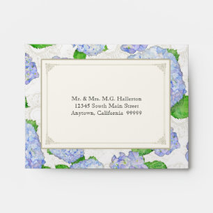 A2 Matching Envelopes Blue Hydrangea Lace Floral