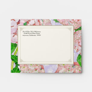 A2 Matching Envelopes Pink Hydrangea Lace Floral
