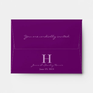 A2 Purple & Black Monogram Wedding Envelopes