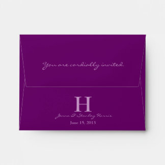 A2 Purple & Black Monogram Wedding Envelopes