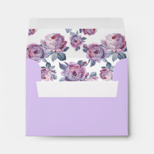 A2 Purple Watercolor Peony Wedding Return Address Envelope