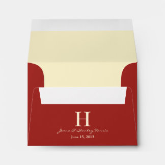 A2 Red & Cream Monogram Wedding Envelopes