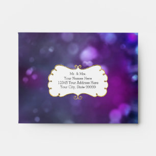 A2 RSVP Blue Purple Colour Bokeh Gold Glitter Star Envelopes
