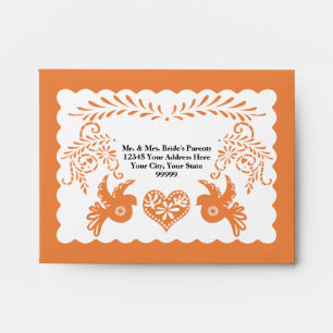 A2 RSVP Card Papel Picado Orange Fiesta Wedding Envelopes