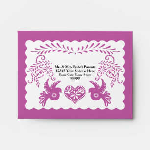 A2 RSVP Card Papel Picado Purple Fiesta Wedding Envelopes