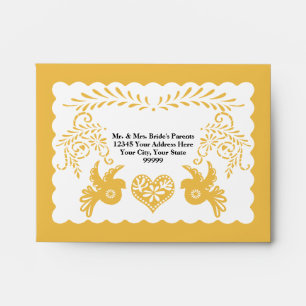 A2 RSVP Card Papel Picado Yellow Fiesta Wedding Envelopes