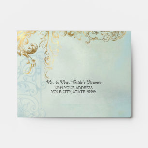 A2 RSVP Response Elegant Faux Gold Scroll Vintage Envelope