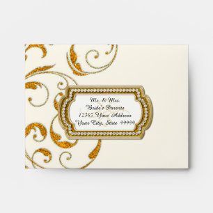 A2 RSVP Return Glam Old Hollywood Regency Black Envelope