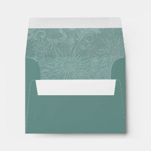 A2 Teal Envelopes with Teal Damask Design Inside