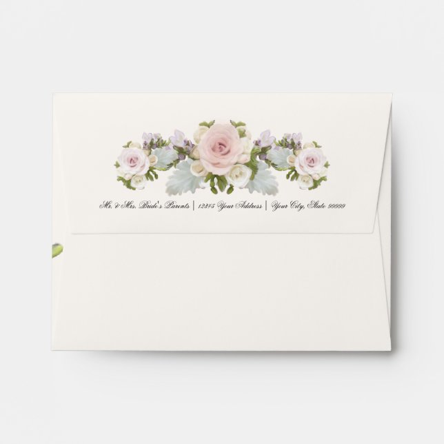A2 Thank You Pretty Rose Freesia Floral Weddings Envelopes (Back (Top Flap))